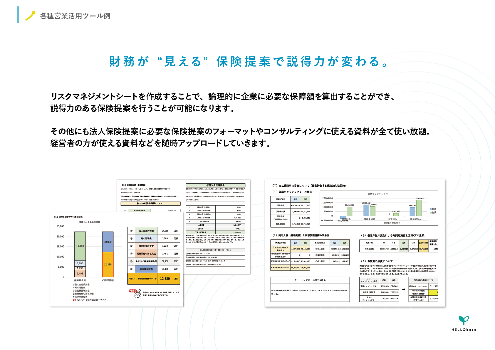 ⑤財務分析・保険提案のフォーマットが使い放題